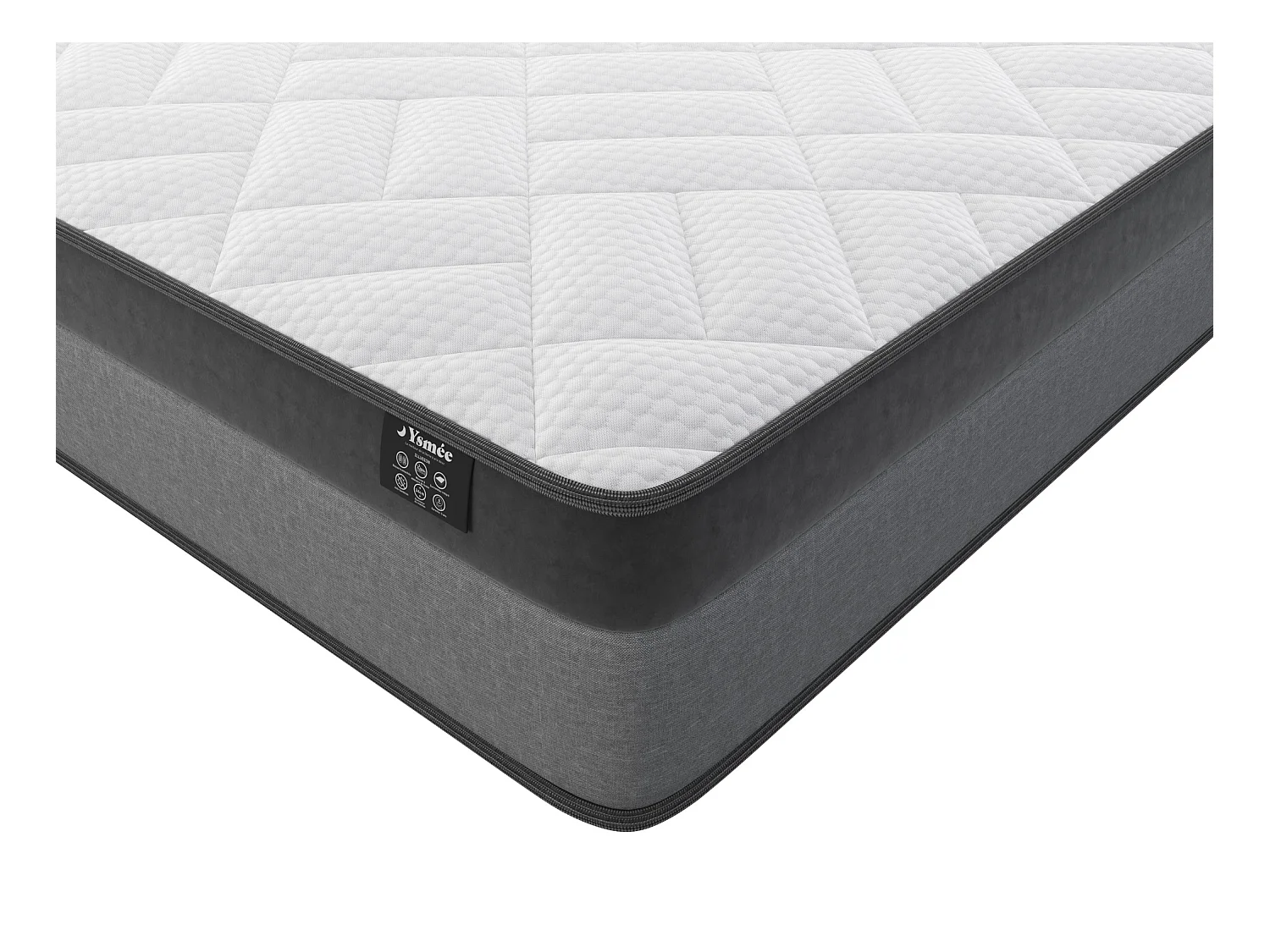 Ensemble 140 x 190 cm sommier coffre naturel clair + matelas ressorts ensachés et mémoire de forme ép.24cm - ILLUSION de YSMÉE