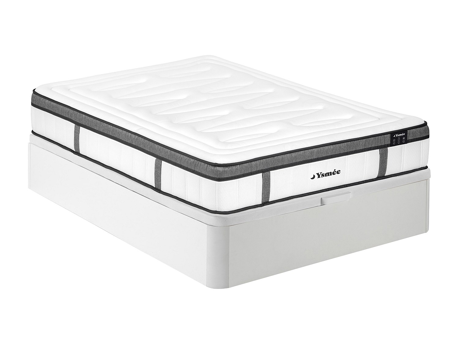 Set aus Bettgestell mit Bettkasten + Matratze - 160 x 200 cm - Hybridmatrat günstig online kaufen