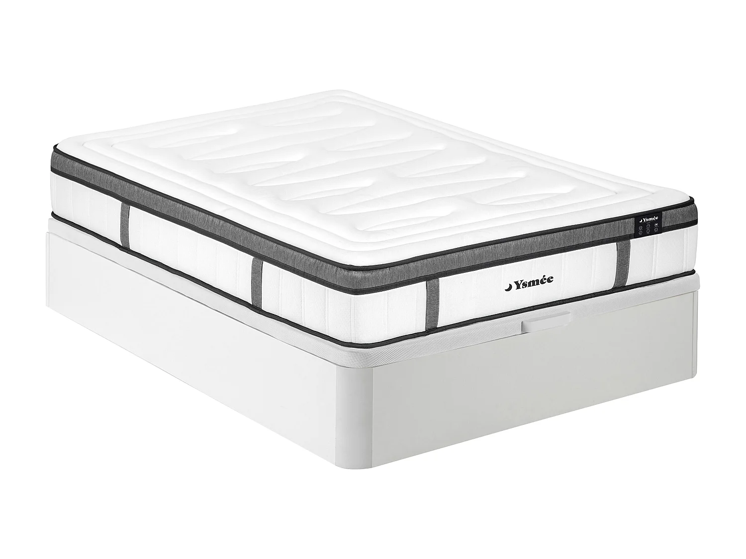 Set 160x200cm rete vano Bianco + mater. ibrido molle insacchettate 7 zone e memory foam, sp. 30cm - OLIANE di YSMÉE