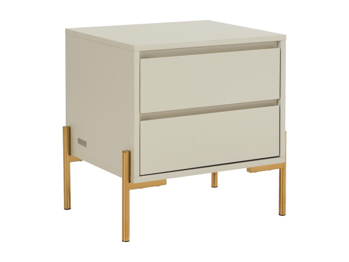 Nachttisch mit 2 Schubladen - MDF & Metall - Beige & Goldfarben - KORASA vo günstig online kaufen
