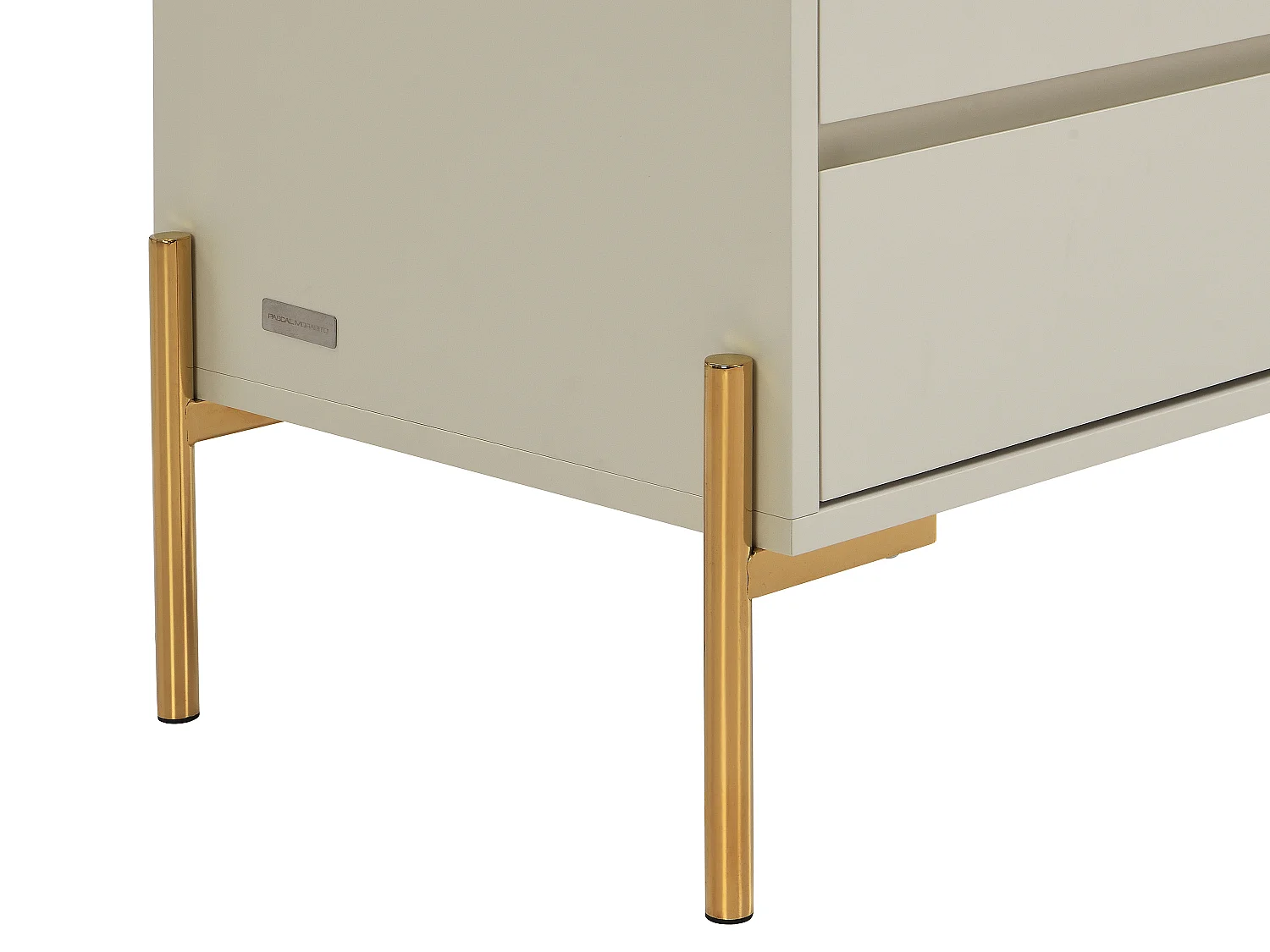 Sengebord med 2 skuffer - MDF og metal - Beige og gylden - KORASA fra Pascal Morabito