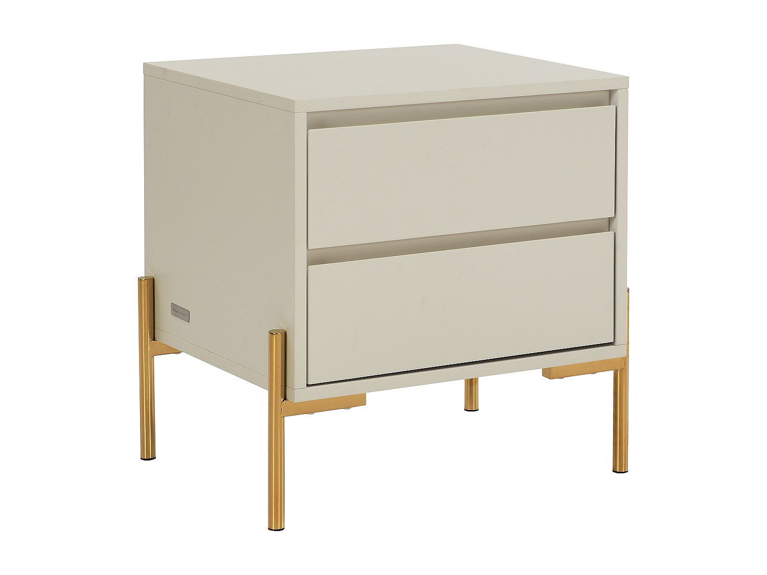 Nachttisch mit 2 Schubladen - MDF & Metall - Beige & Goldfarben - KORASA vo günstig online kaufen