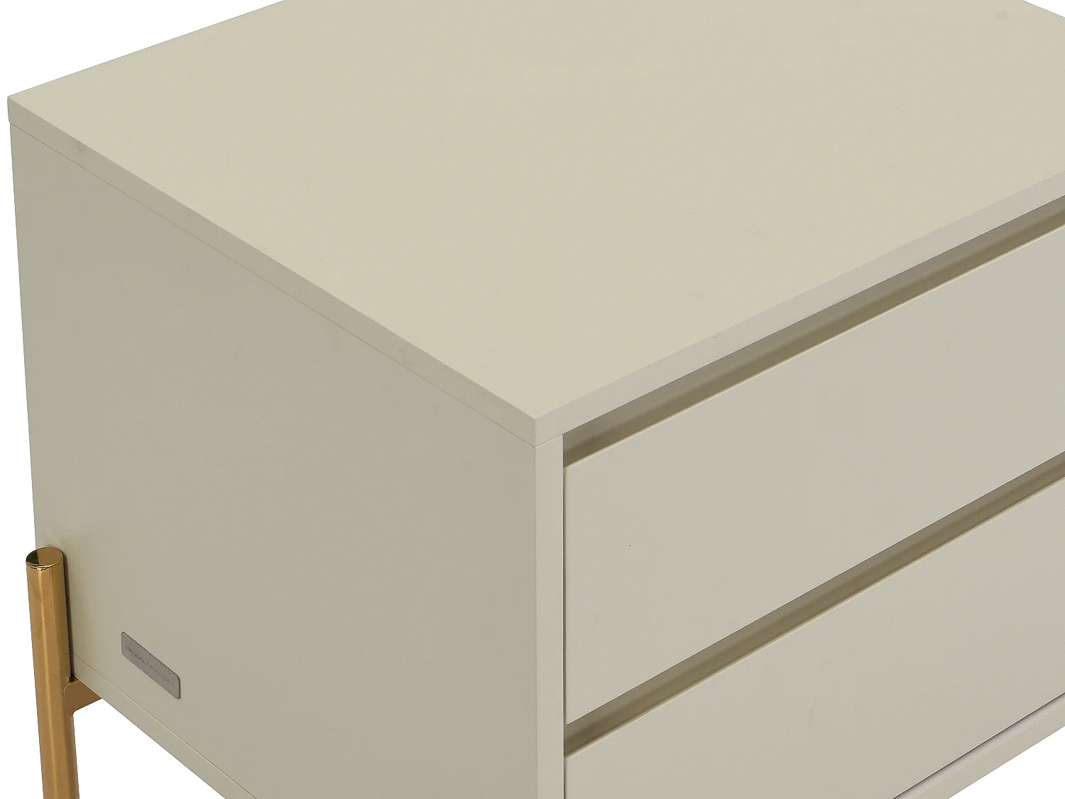 Table de chevet 2 tiroirs - MDF et métal - Beige et doré - KORASA de Pascal Morabito