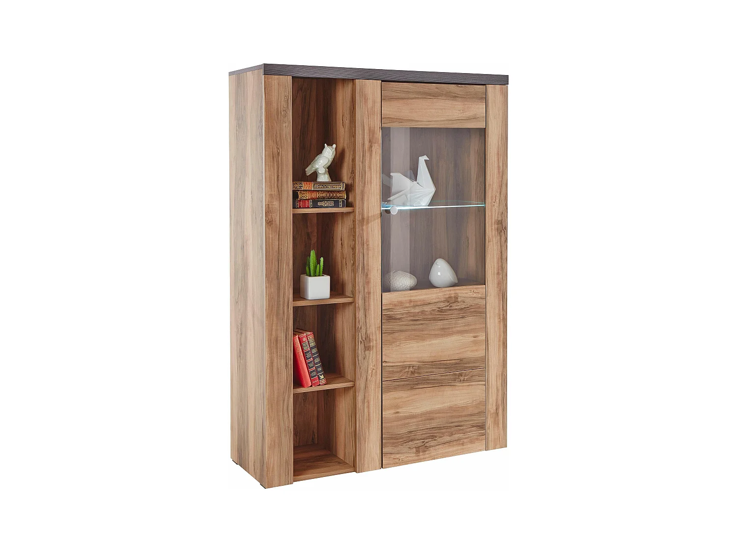 VITRINE Larona Satin Nussbaumfarben / Darkwood 100 / 37 /145cm