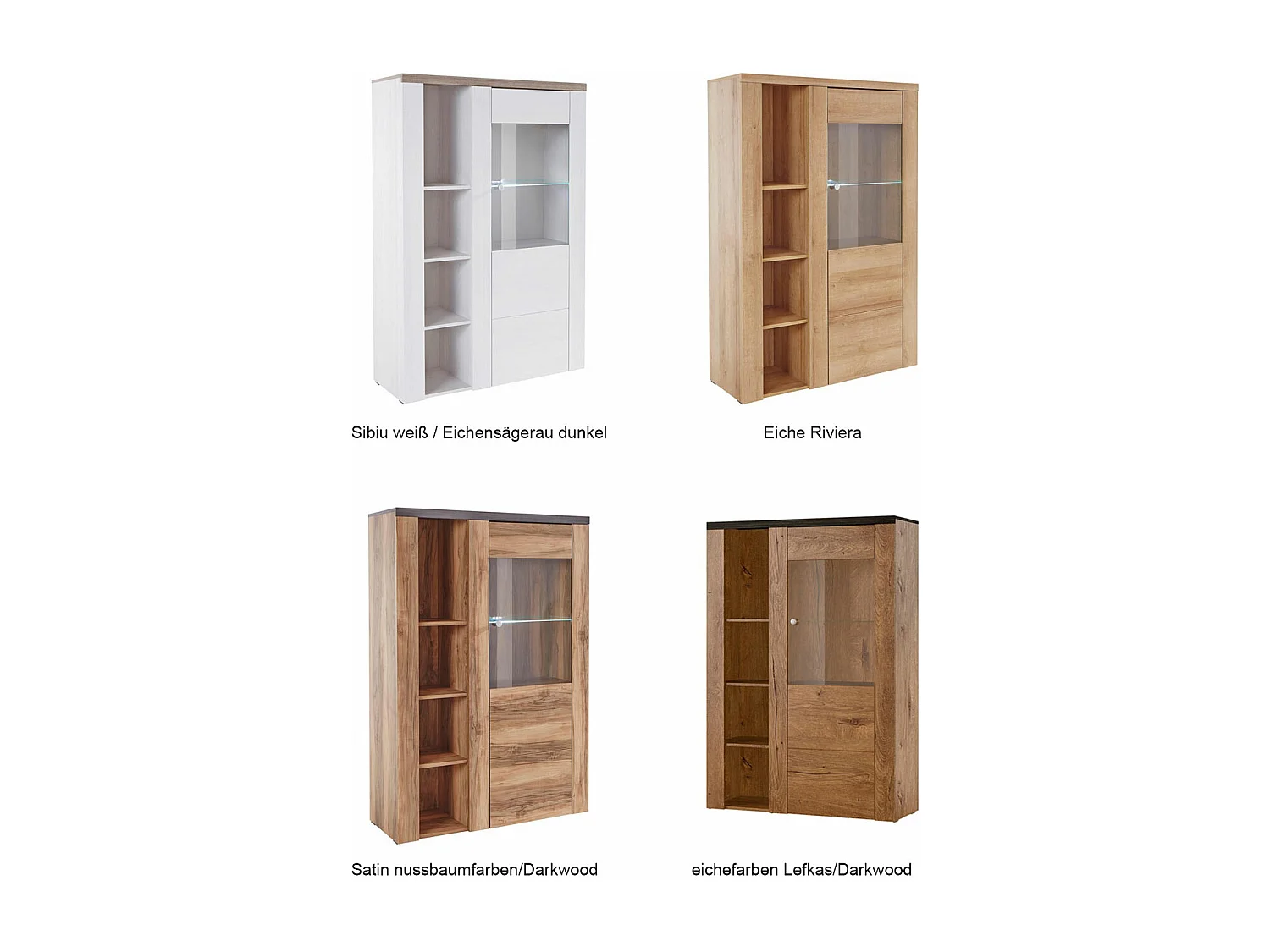 VITRINE Larona Satin Nussbaumfarben / Darkwood 100 / 37 /145cm