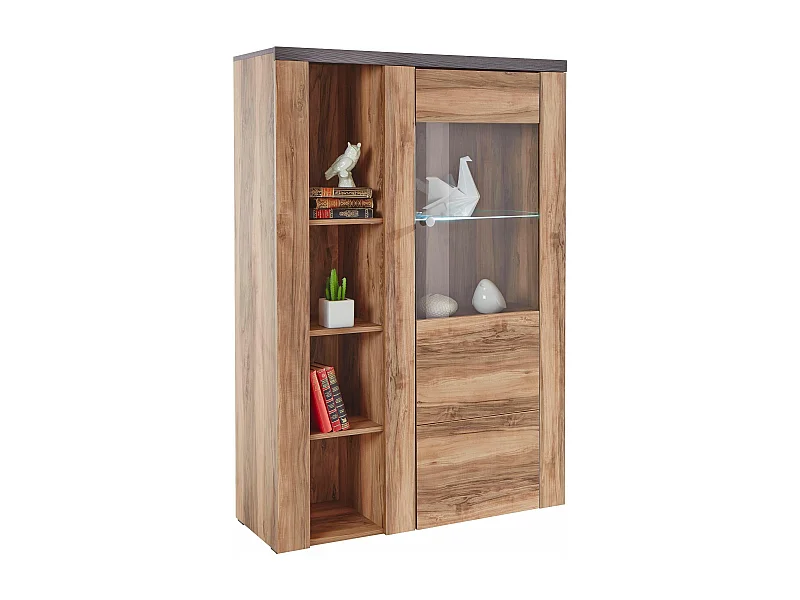 VITRINE Larona Satin Nussbaumfarben / Darkwood 100 / 37 /145cm
