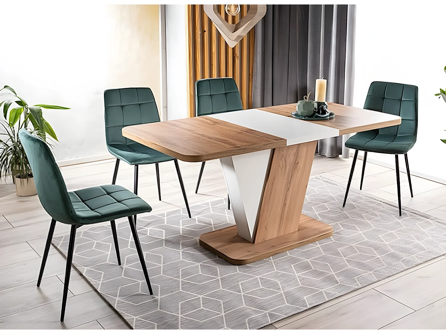 ESSTISCH Crocus Wotan Eiche / weiß 120-160 / 80 / 76cm