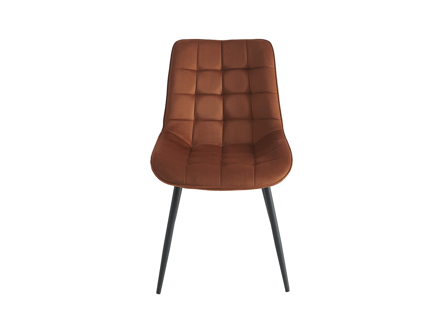Lot de 6 chaises matelassées - Velours et métal noir - Terracotta - OLLUA