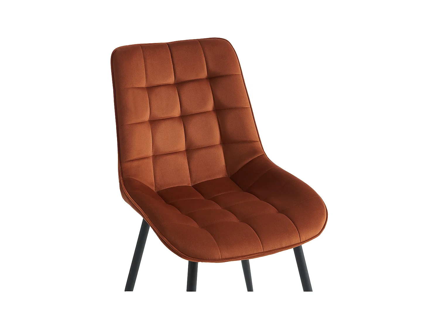 Lot de 6 chaises matelassées - Velours et métal noir - Terracotta - OLLUA