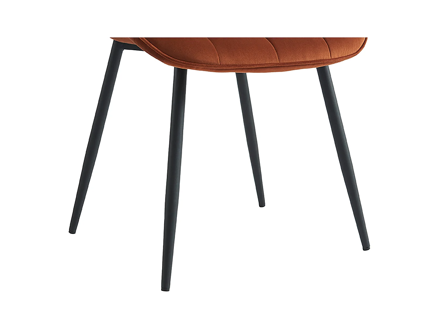 Lot de 6 chaises matelassées - Velours et métal noir - Terracotta - OLLUA