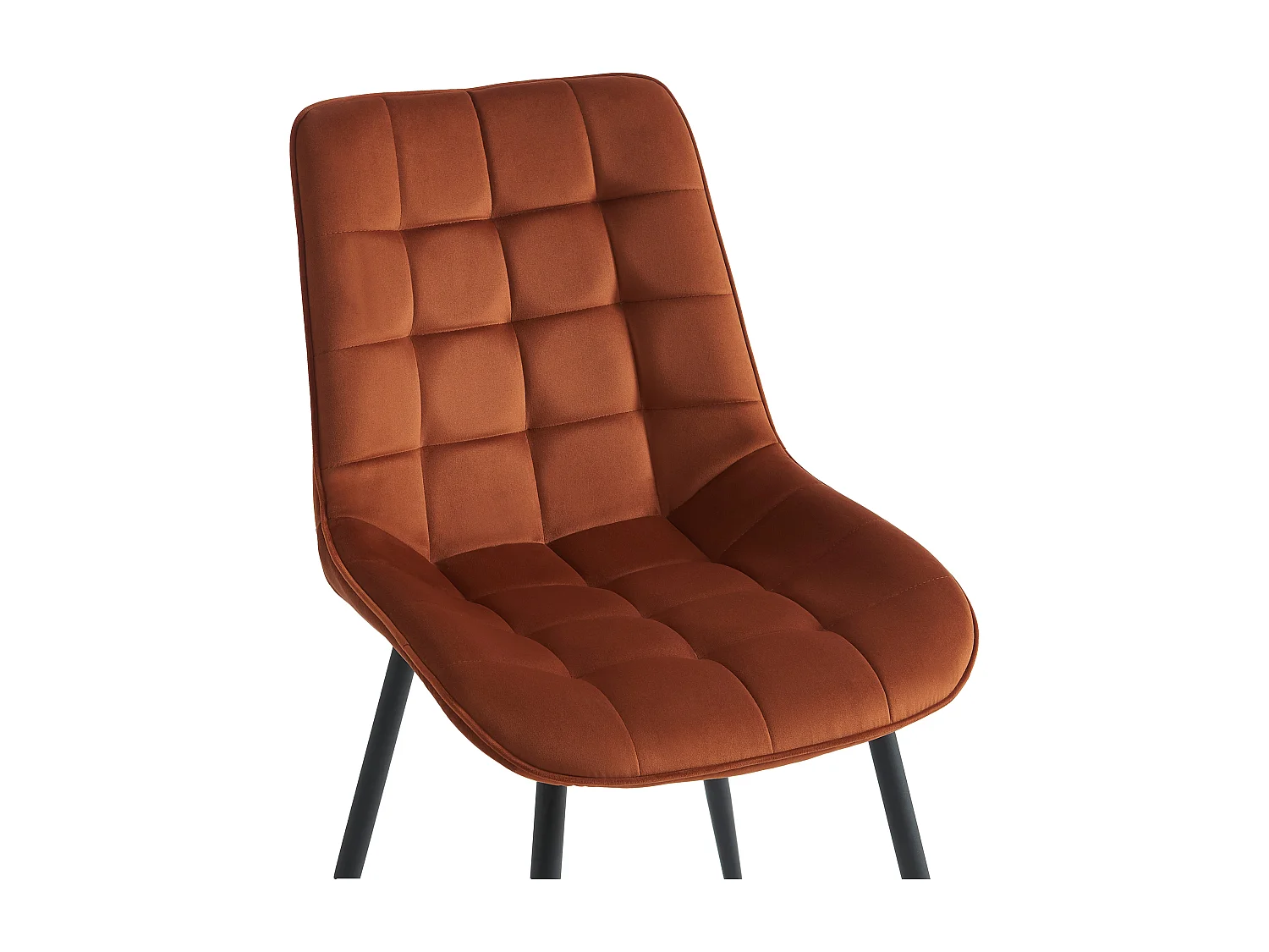 Lot de 6 chaises matelassées - Velours et métal noir - Terracotta - OLLUA