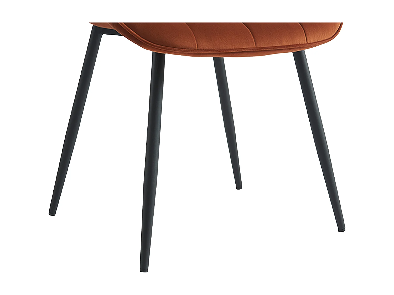 Lot de 6 chaises matelassées - Velours et métal noir - Terracotta - OLLUA