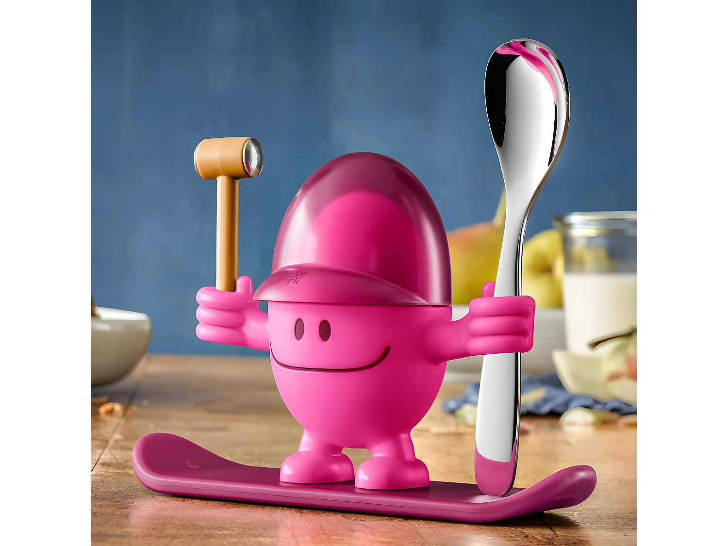 Coquetier Mc Egg avec cuillère rose
