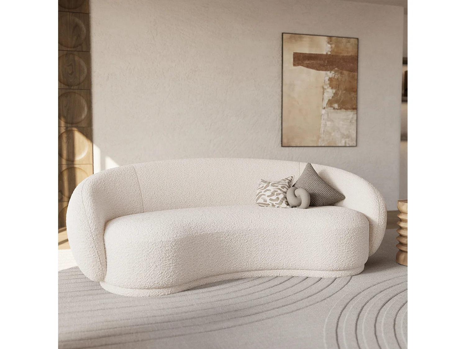 Sofá de 3 plazas en tela bouclé blanco - Nova