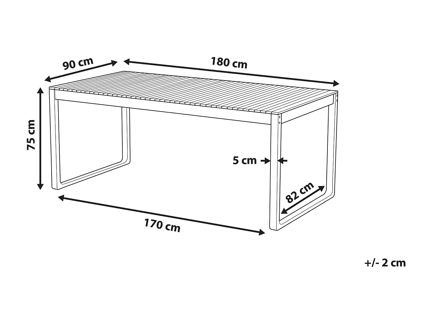 Table de salle à manger de jardin SASSARI II 180 cm 90 cm Bois d'acacia certifié Marron clair