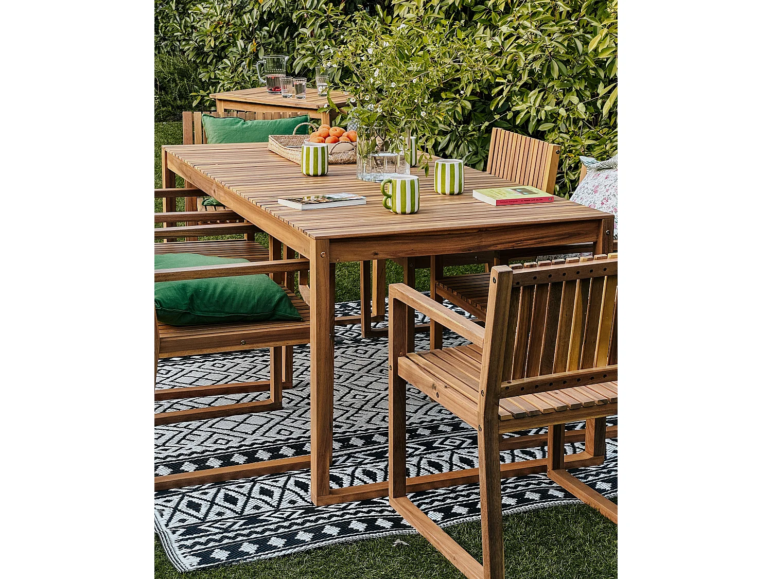 Table de salle à manger de jardin SASSARI II 180 cm 90 cm Bois d'acacia certifié Marron clair