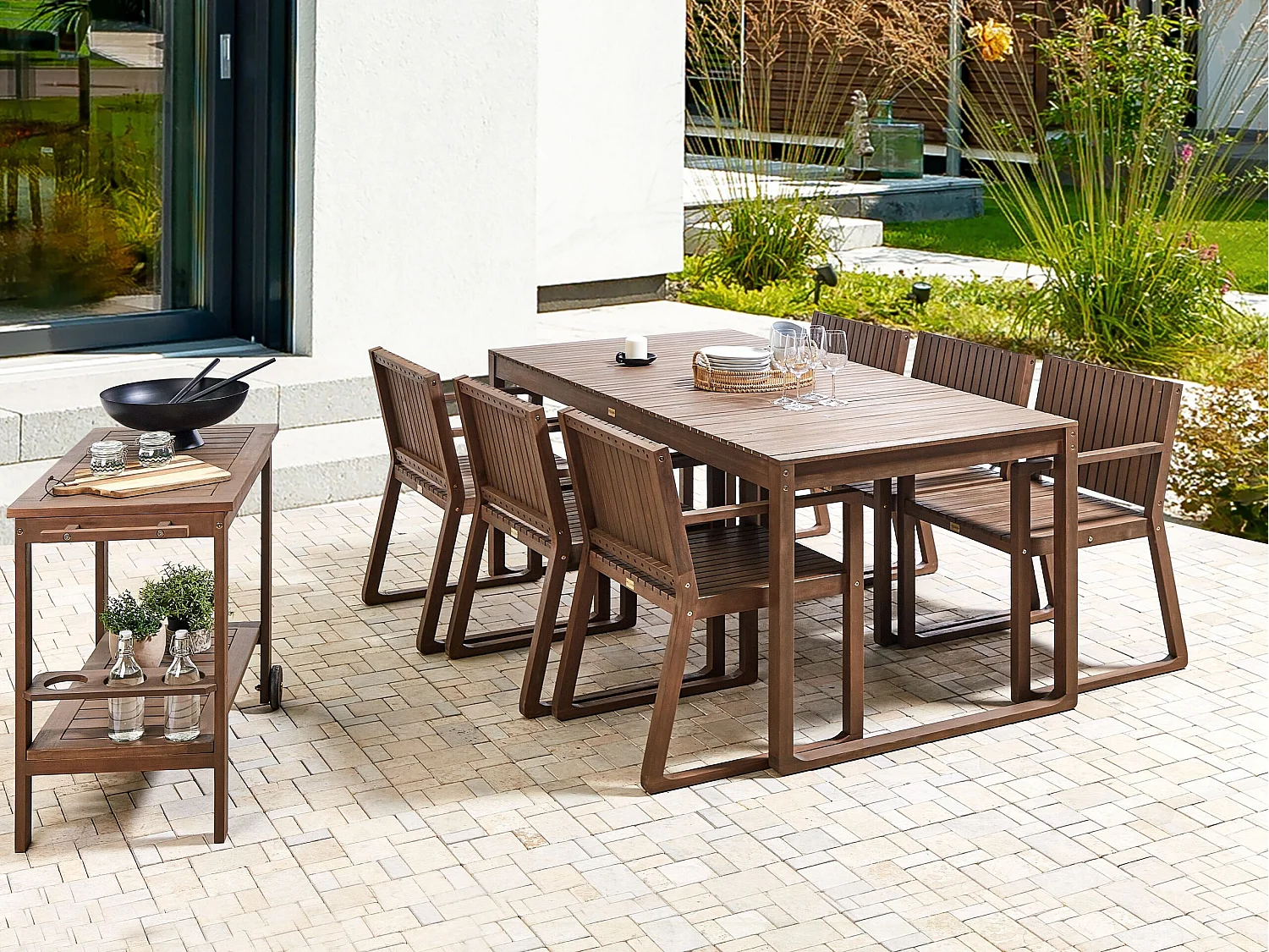 Table de salle à manger de jardin SASSARI 180 cm 90 cm Acacia Marron foncé