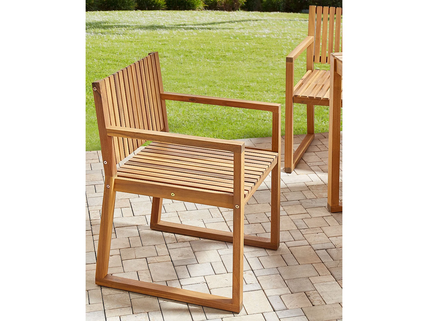 Lot de 2 chaises de jardin SASSARI II Bois d'acacia certifié Marron clair