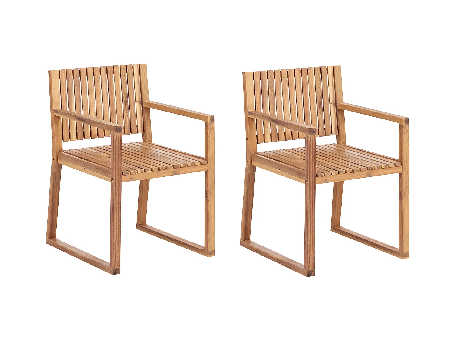 Lot de 2 chaises de jardin SASSARI II Bois d'acacia certifié Marron clair
