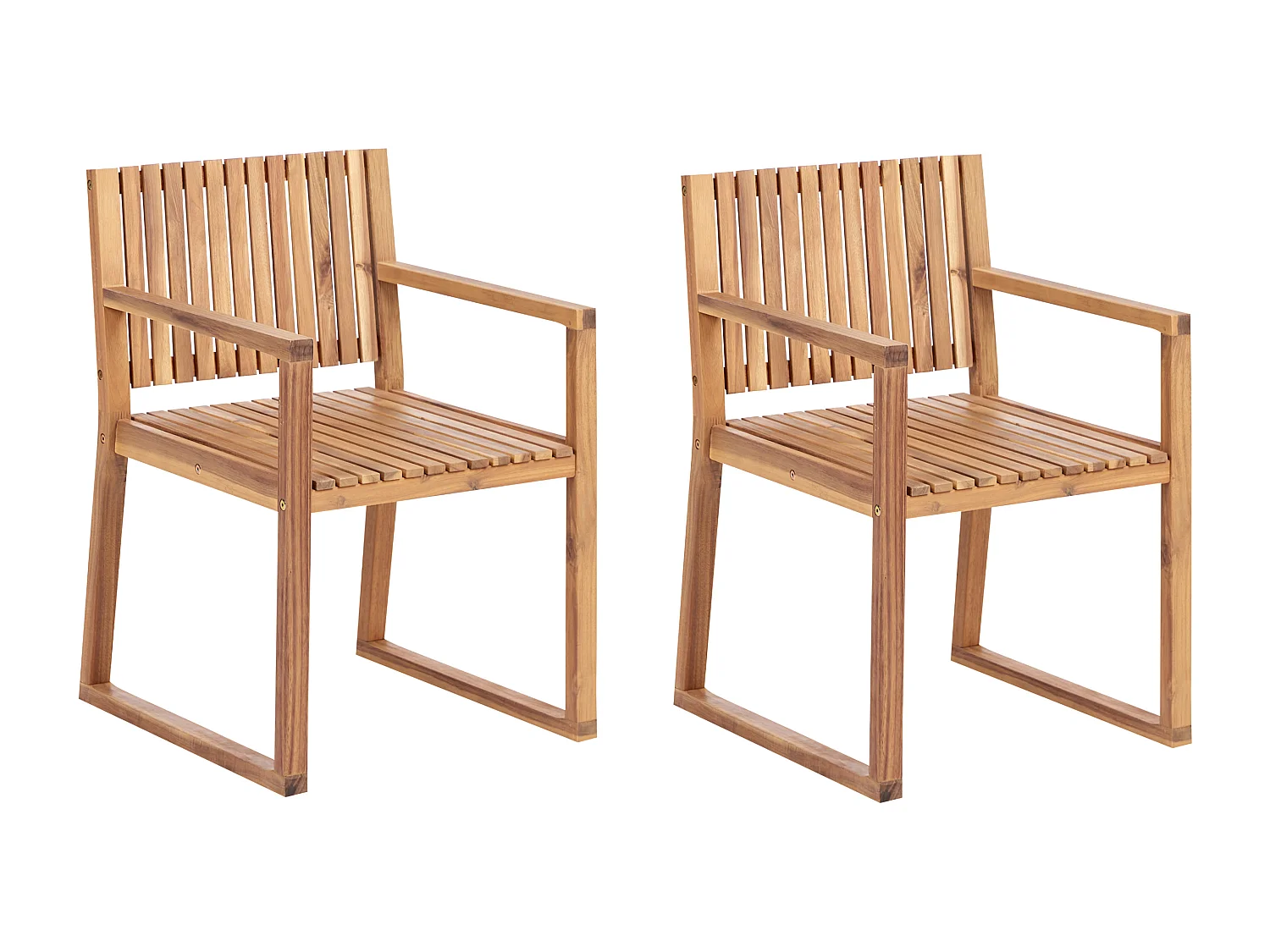 Lot de 2 chaises de jardin SASSARI II Bois d\'acacia certifié Marron clair