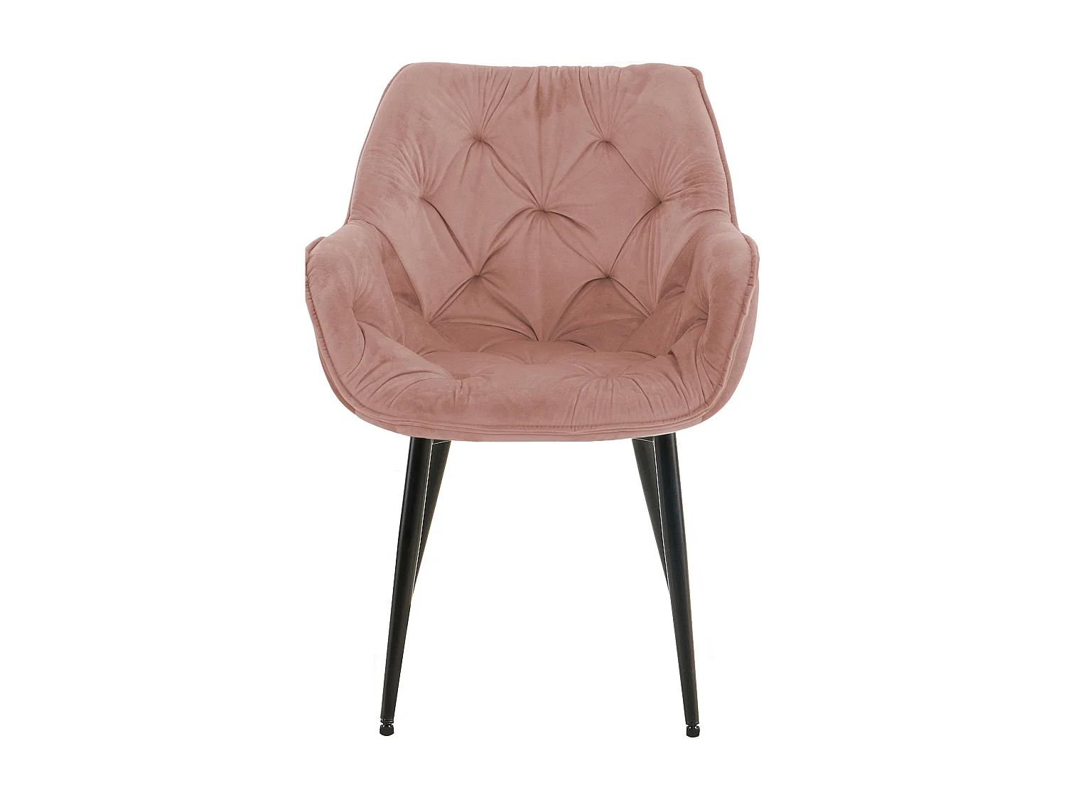 Lot de 4  chaises avec accoudoirs - Velours - Rose - Tanna