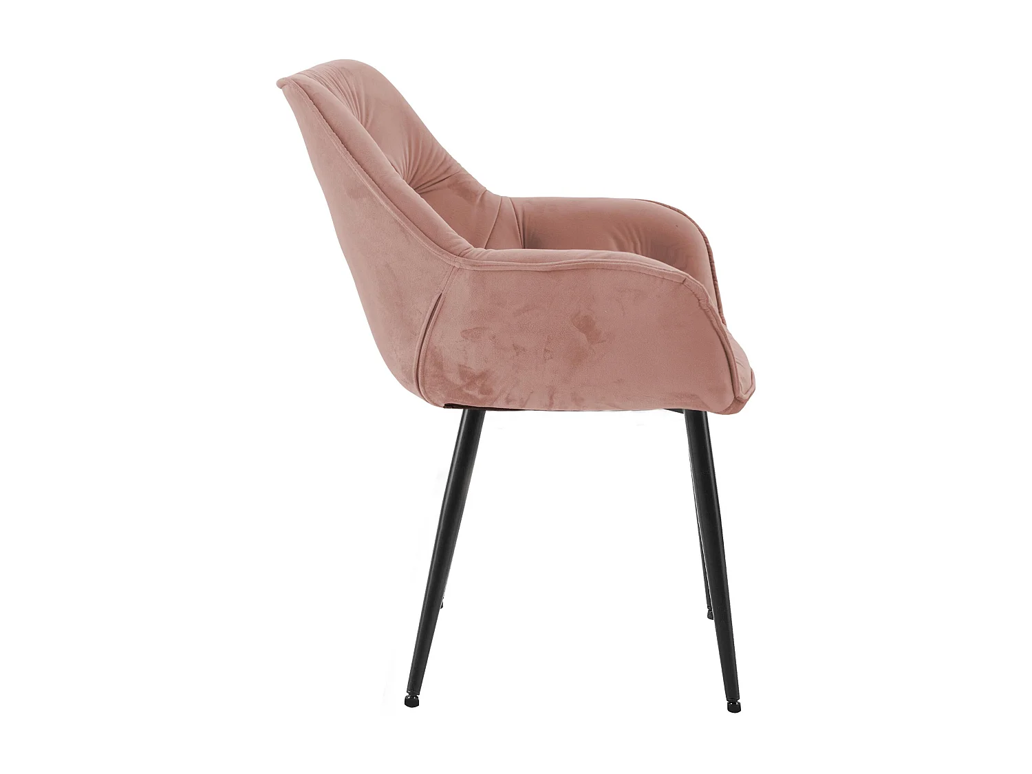 Lot de 4  chaises avec accoudoirs - Velours - Rose - Tanna