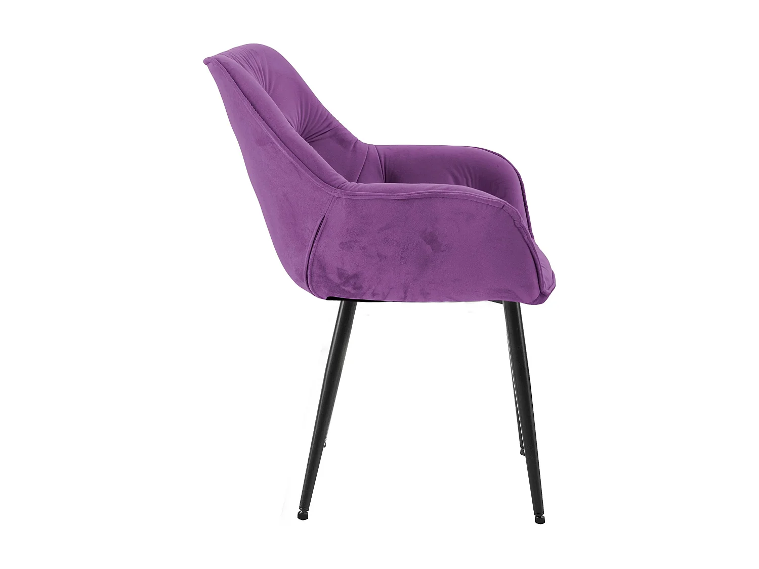 Lot de 4  chaises avec accoudoirs - Velours - Violet - Tanna