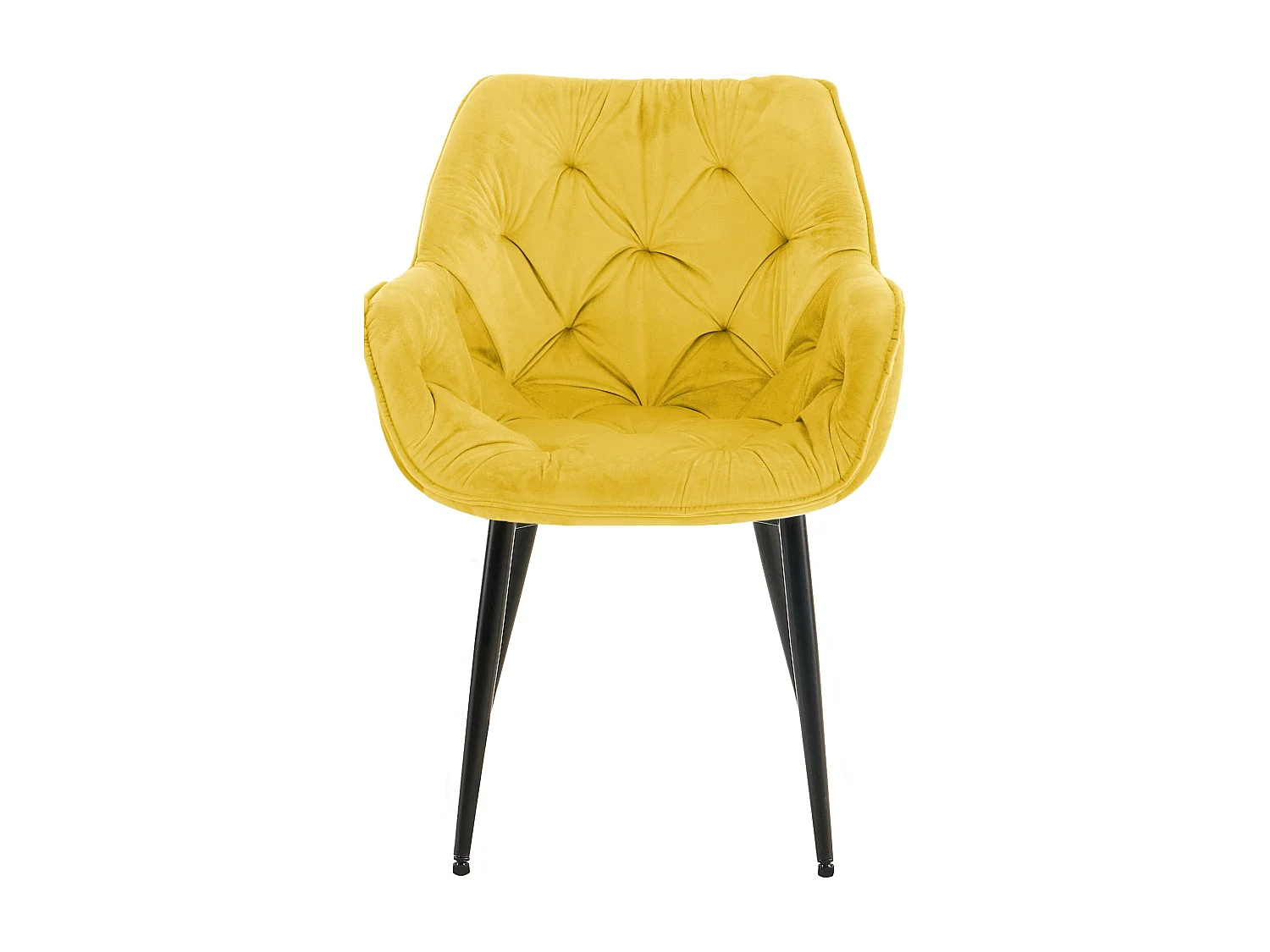 Lot de 4  chaises avec accoudoirs - Velours - Jaune - Tanna