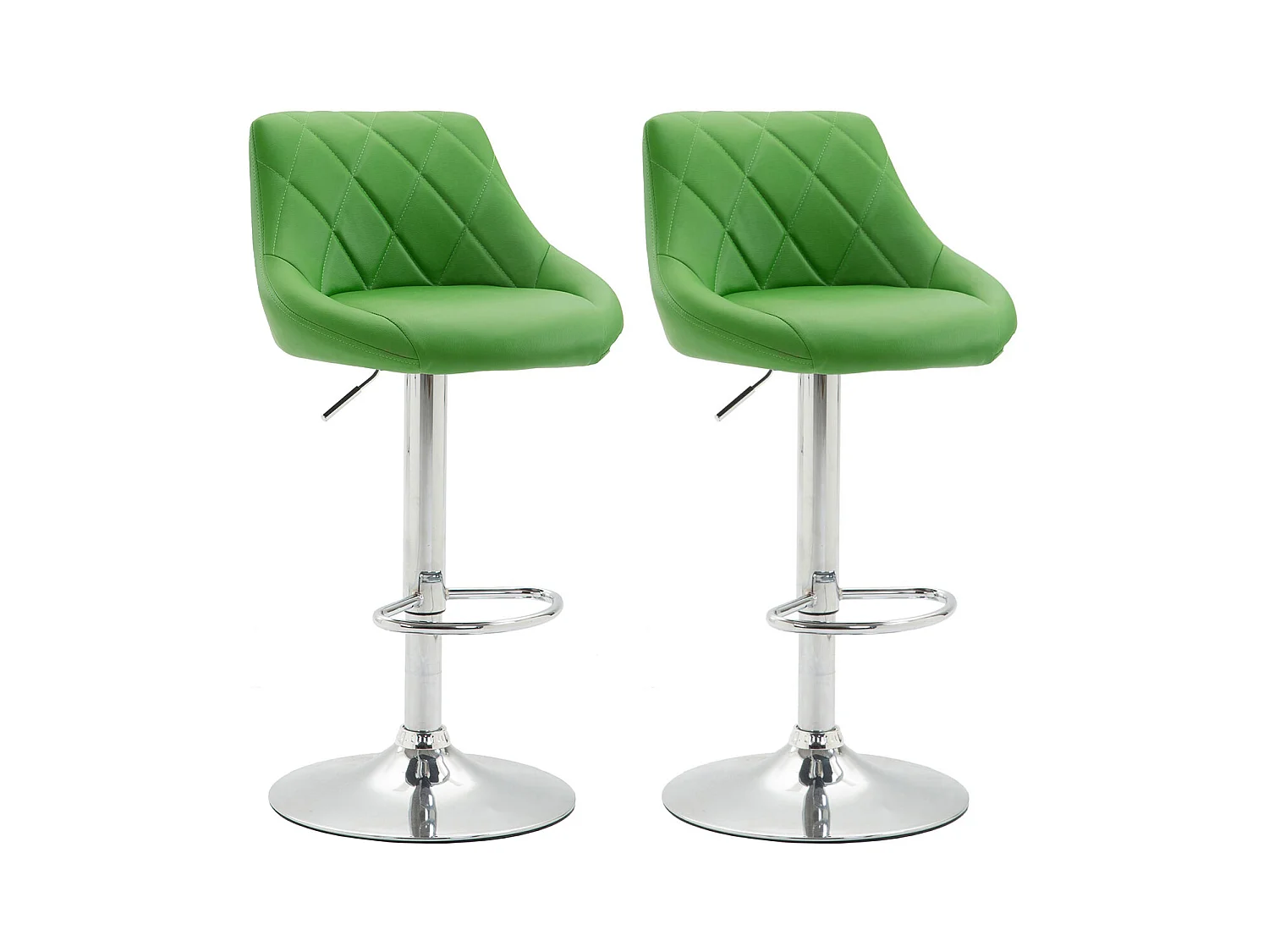 Lot de 2  Tabouret de bar - Similicuir & Métal chromé - Vert - Lazio