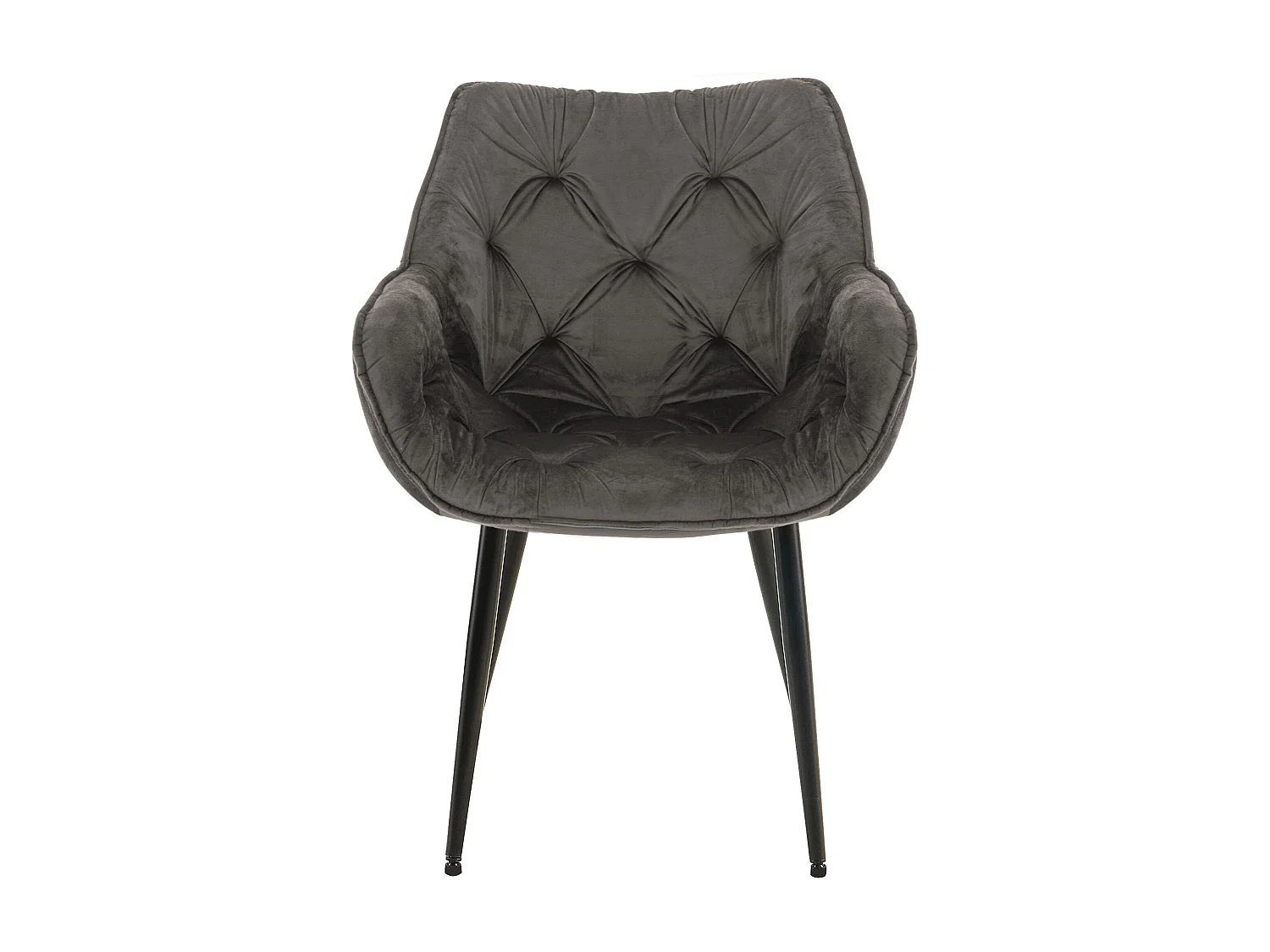 Lot de 4  chaises avec accoudoirs - Velours - Anthracite - Tanna