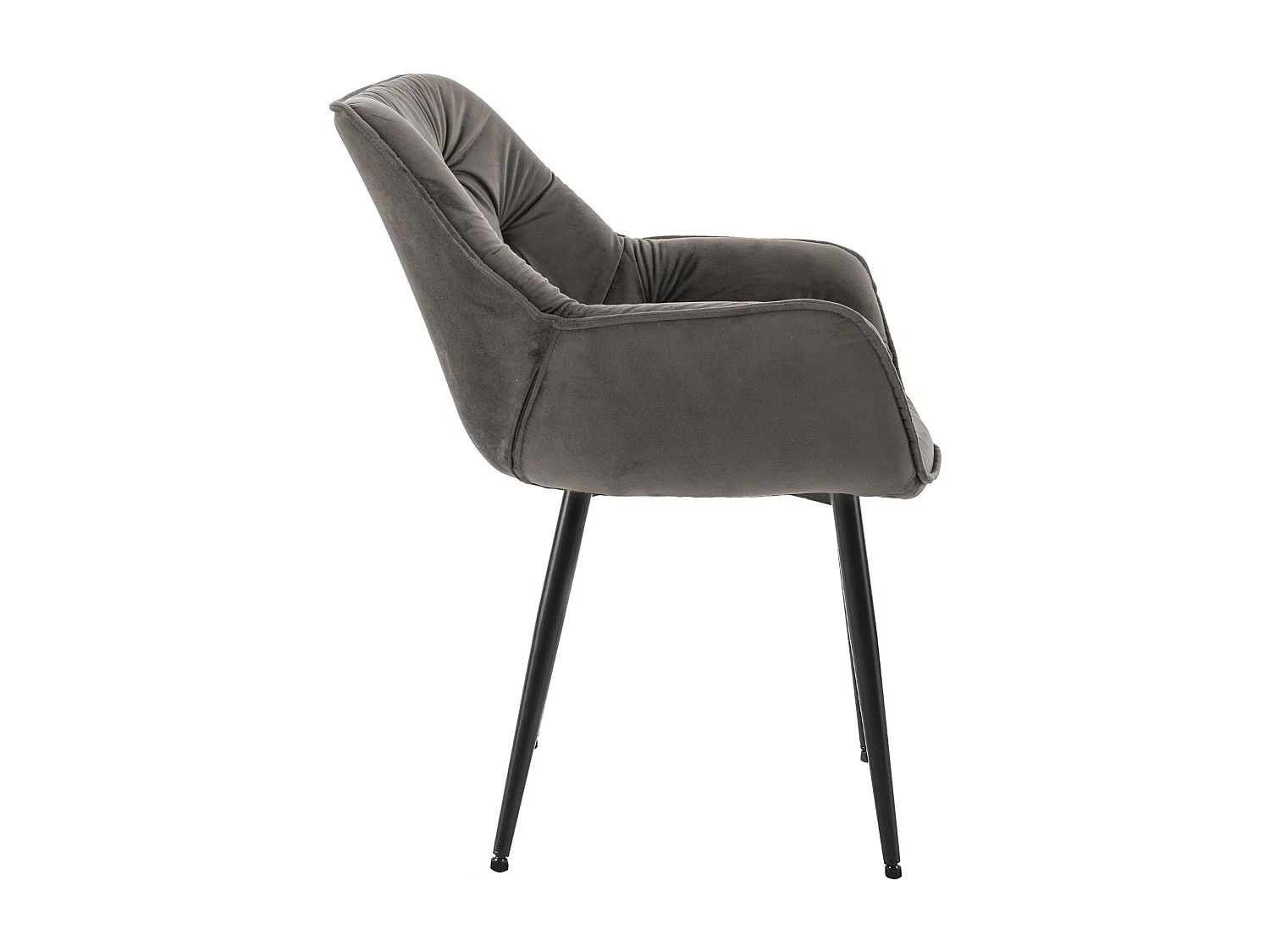 Lot de 4  chaises avec accoudoirs - Velours - Anthracite - Tanna