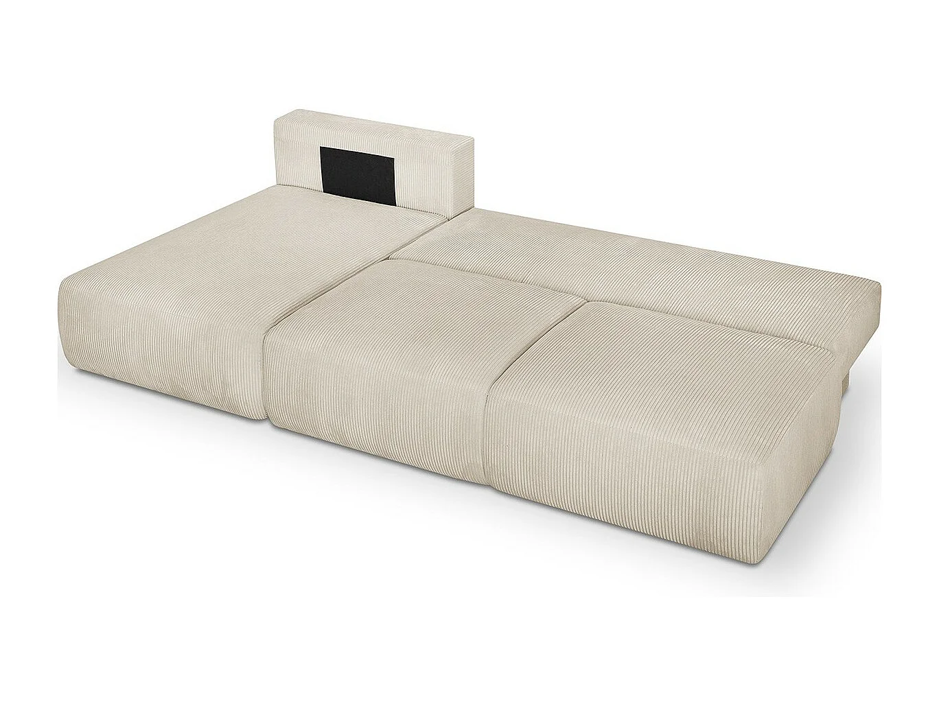 Canapé d'angle à gauche convertible 4 places avec coffre de rangement en velours côtelé beige - Jasper