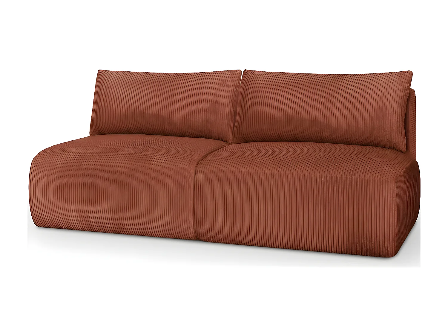 Canapé convertible 3 places avec coffre de rangement en velours côtelé rouille - Jasper