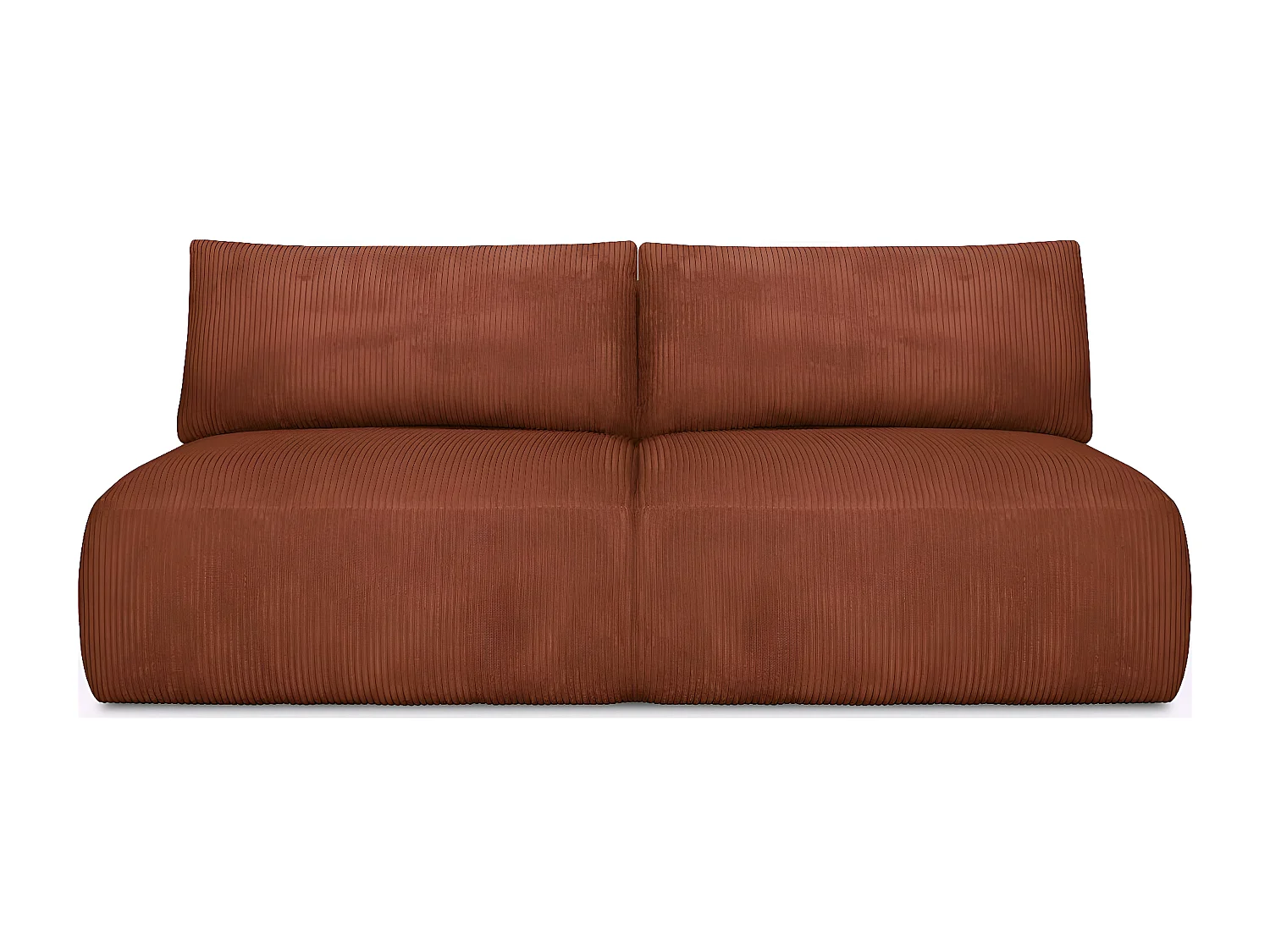 Canapé convertible 3 places avec coffre de rangement en velours côtelé rouille - Jasper