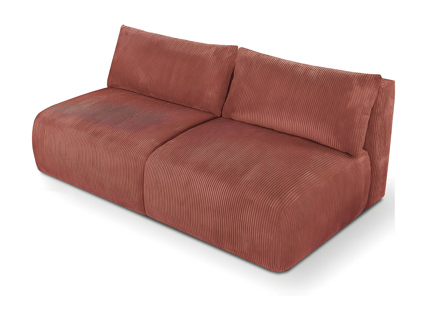 Canapé convertible 3 places avec coffre de rangement en velours côtelé rouille - Jasper