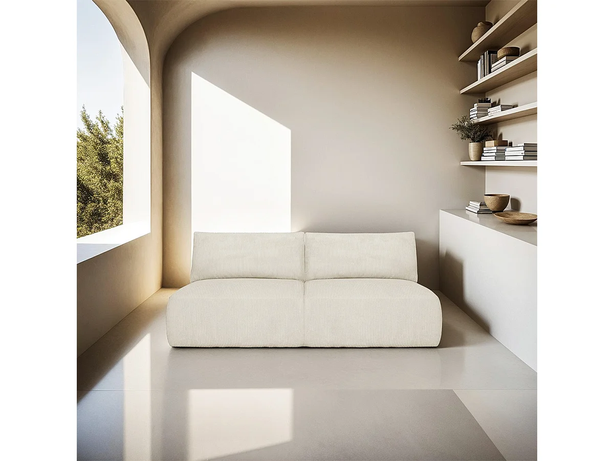 Canapé convertible 3 places avec coffre de rangement en velours côtelé beige - Jasper