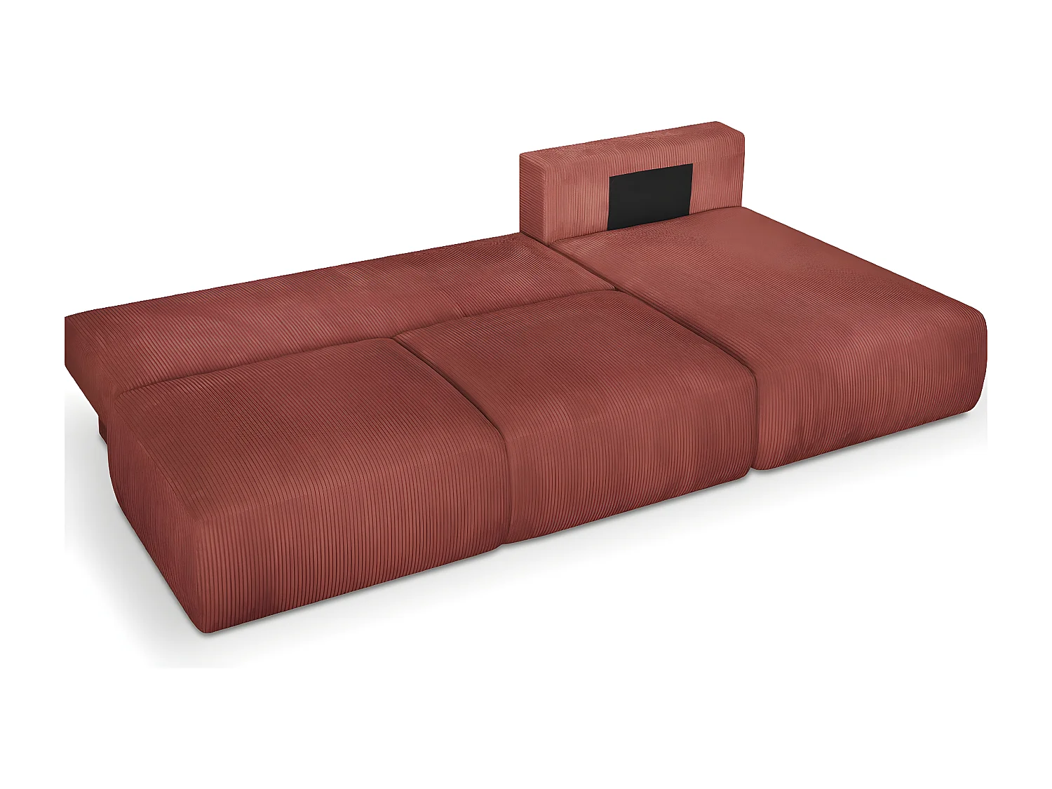 Canapé d'angle à droite convertible 4 places avec coffre de rangement en velours côtelé rouille - Jasper