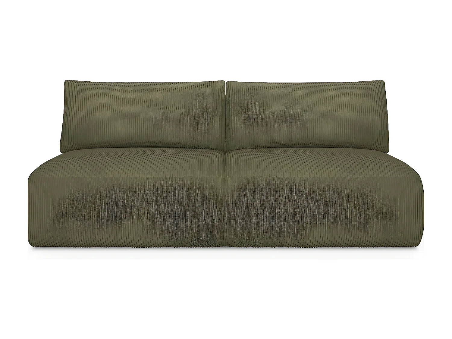 Canapé convertible 3 places avec coffre de rangement en velours côtelé vert kaki - Jasper