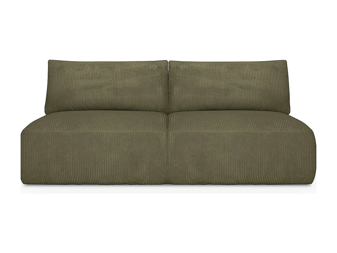 Canapé convertible 3 places avec coffre de rangement en velours côtelé vert kaki - Jasper