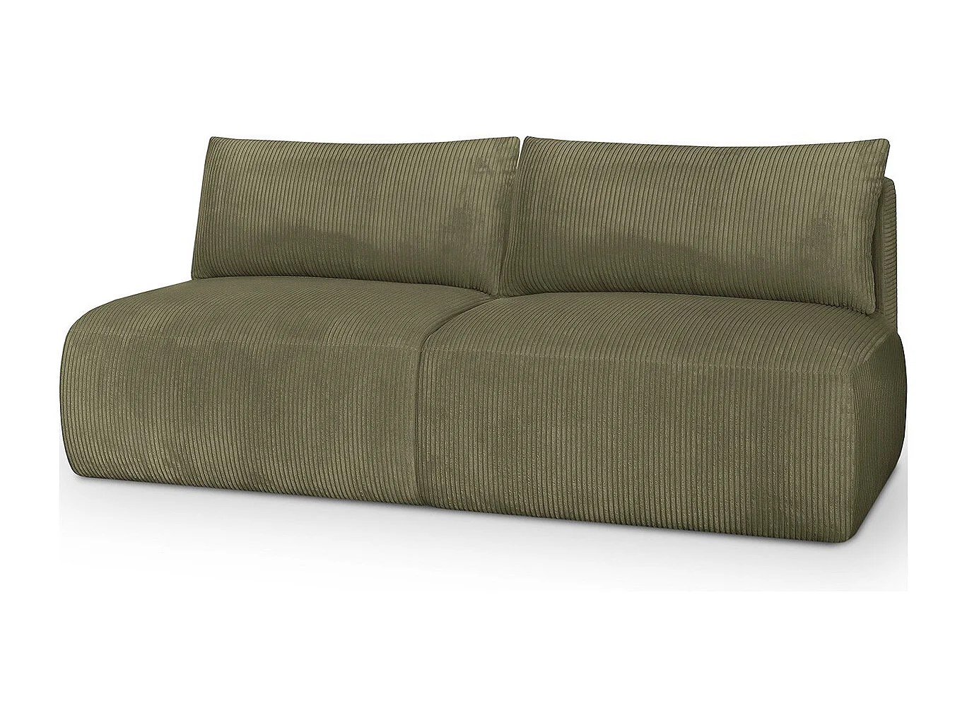 Canapé convertible 3 places avec coffre de rangement en velours côtelé vert kaki - Jasper