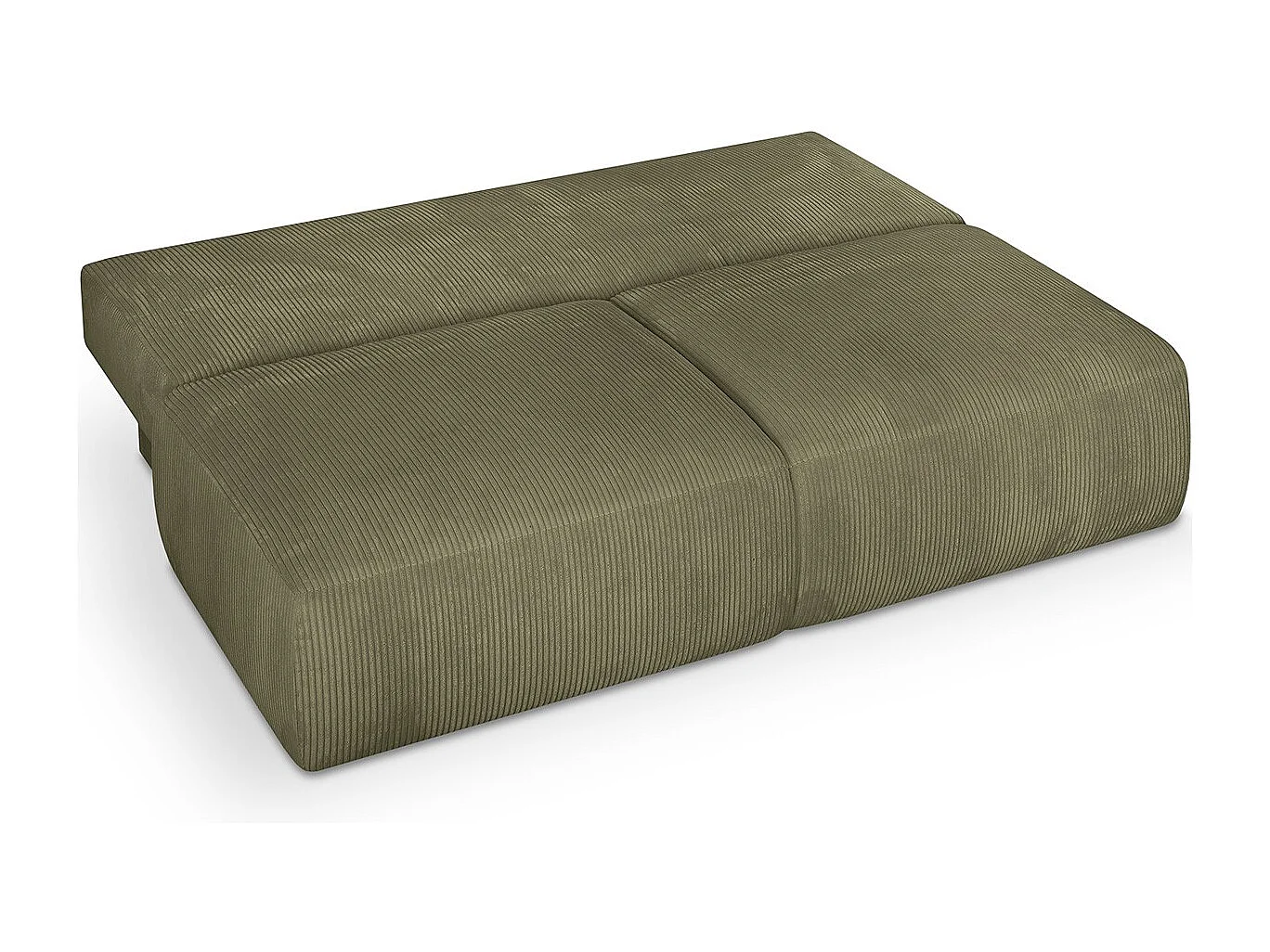 Canapé convertible 3 places avec coffre de rangement en velours côtelé vert kaki - Jasper