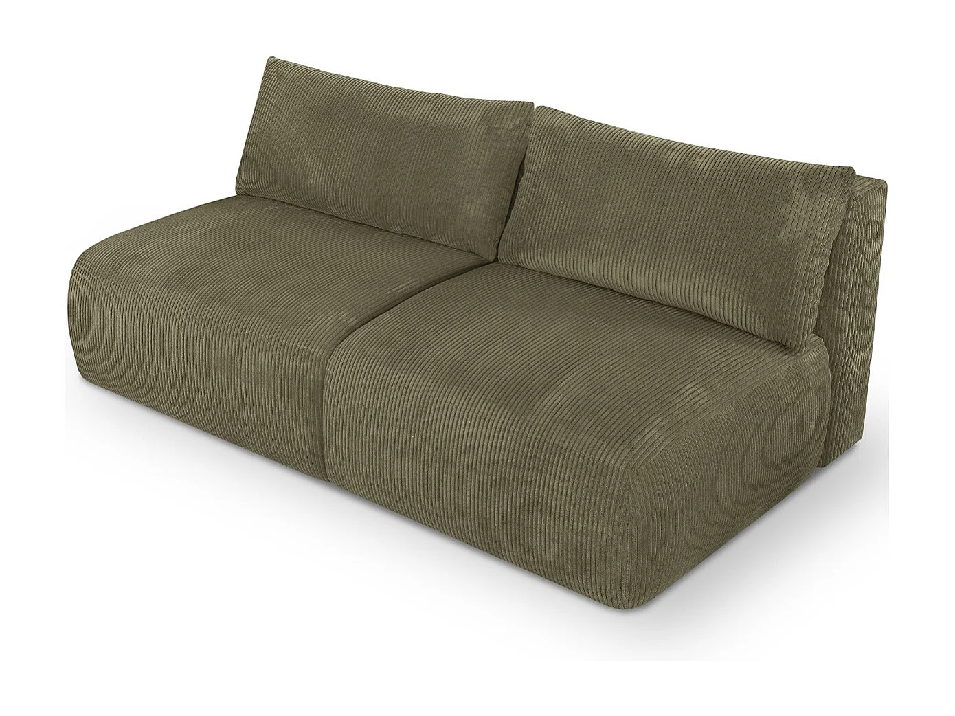 Canapé convertible 3 places avec coffre de rangement en velours côtelé vert kaki - Jasper