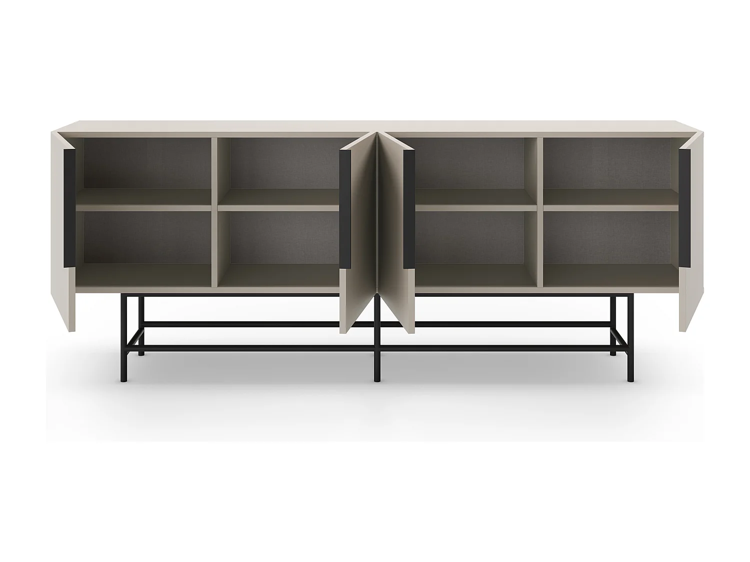 Vintara - Buffet 4 portes en bois et métal L200cm - Beige