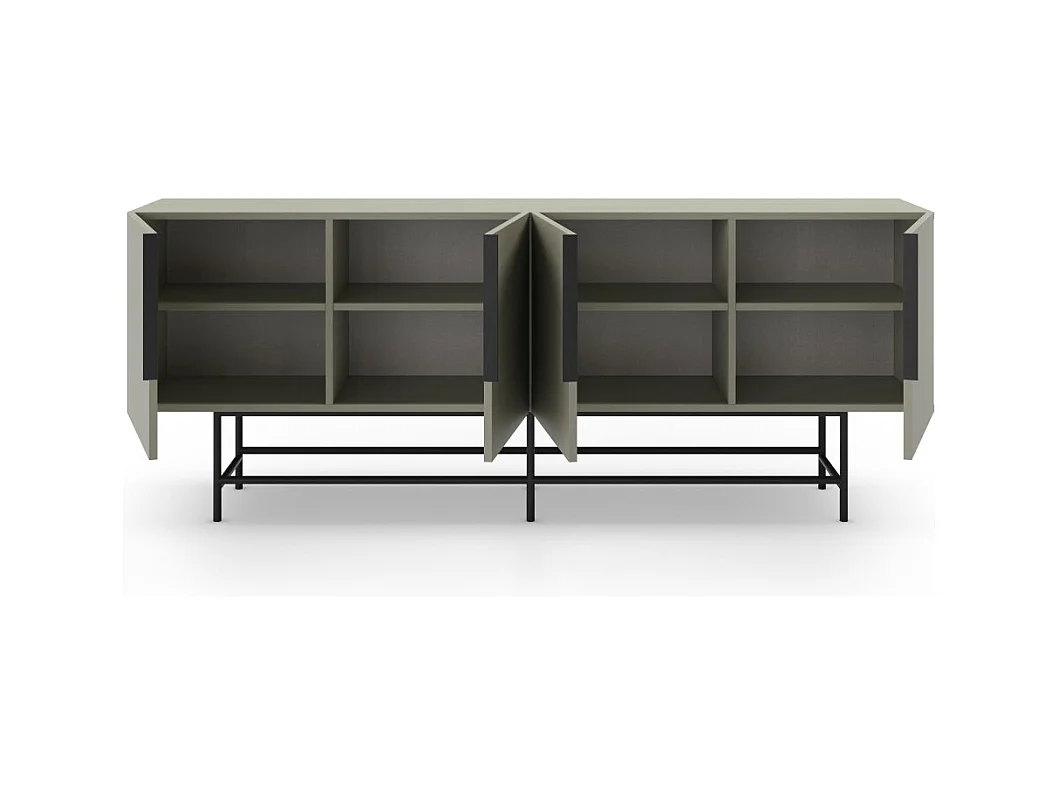 Vintara - Buffet 4 portes en bois et métal L200cm - Vert amande