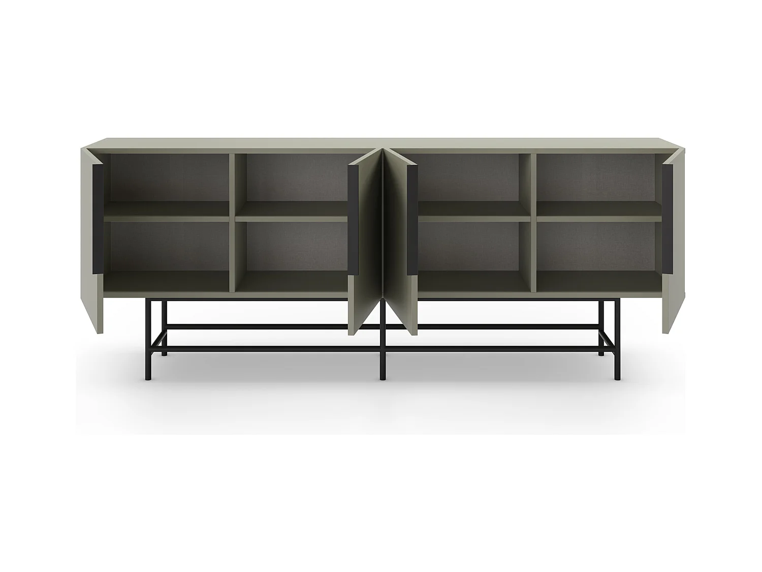 Vintara - Buffet 4 portes en bois et métal L200cm - Vert amande