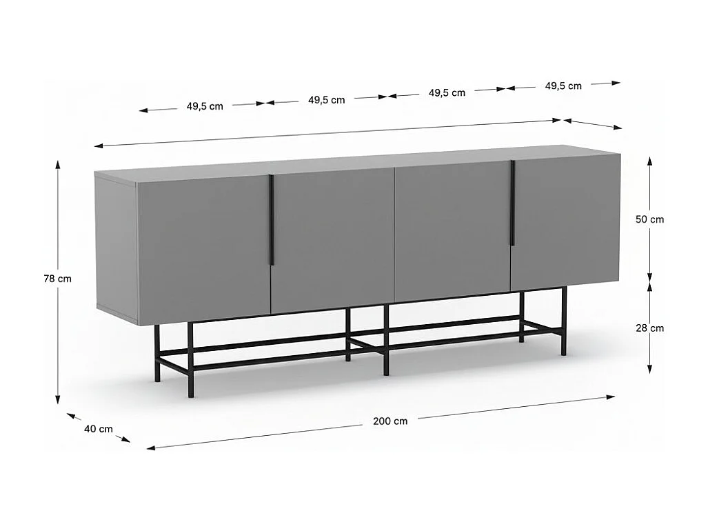Buffet 4 portes vert 200 cm - Clea