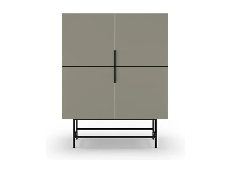 Vintara - Buffet haut 4 portes en bois et métal H128cm - Vert amande