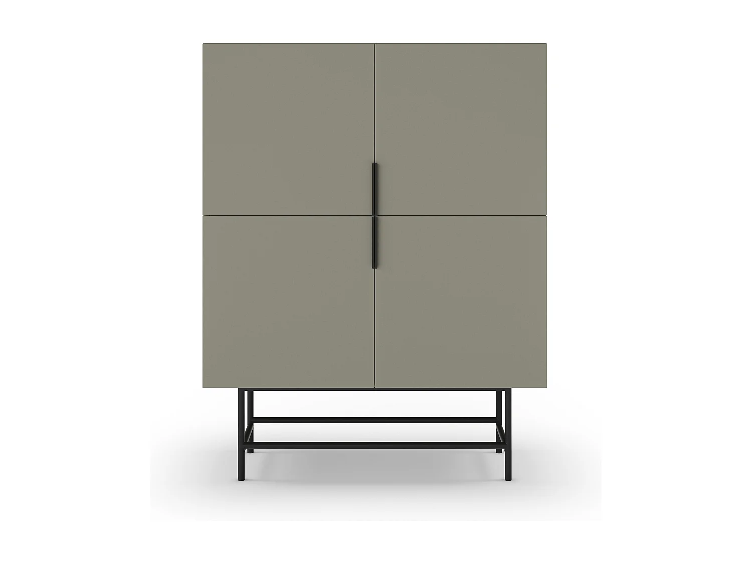 Vintara - Buffet haut 4 portes en bois et métal H128cm - Vert amande