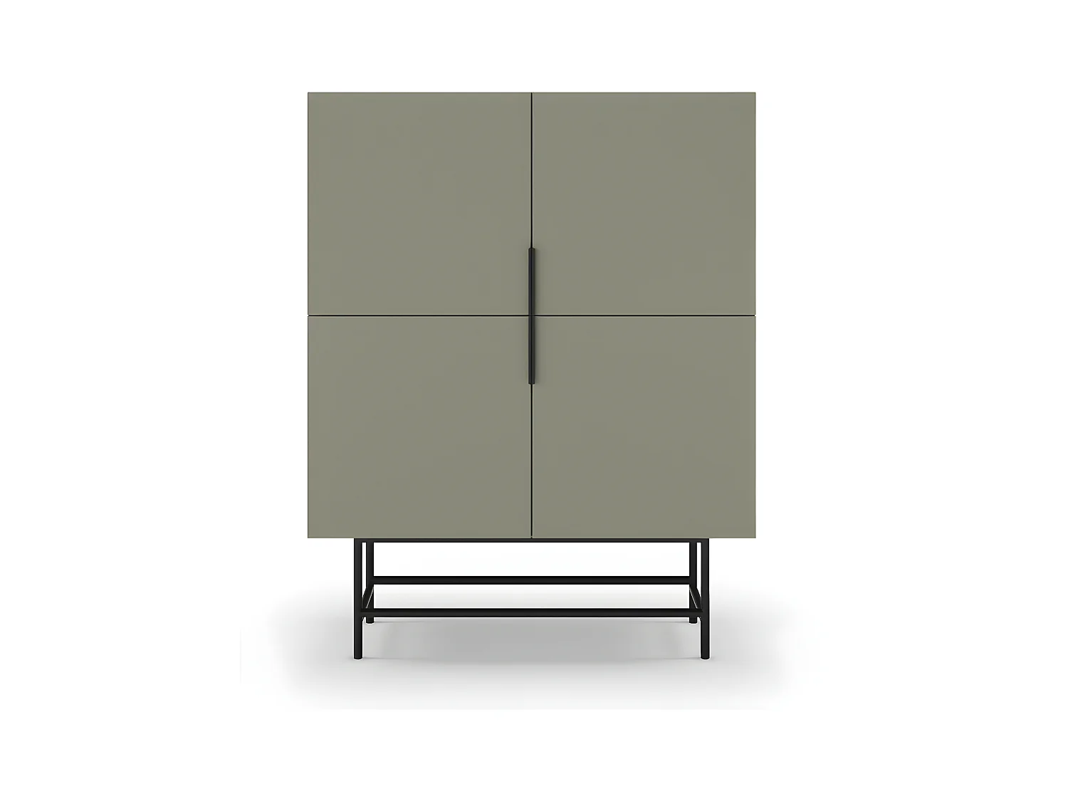 Vintara - Buffet haut 4 portes en bois et métal H128cm - Vert amande