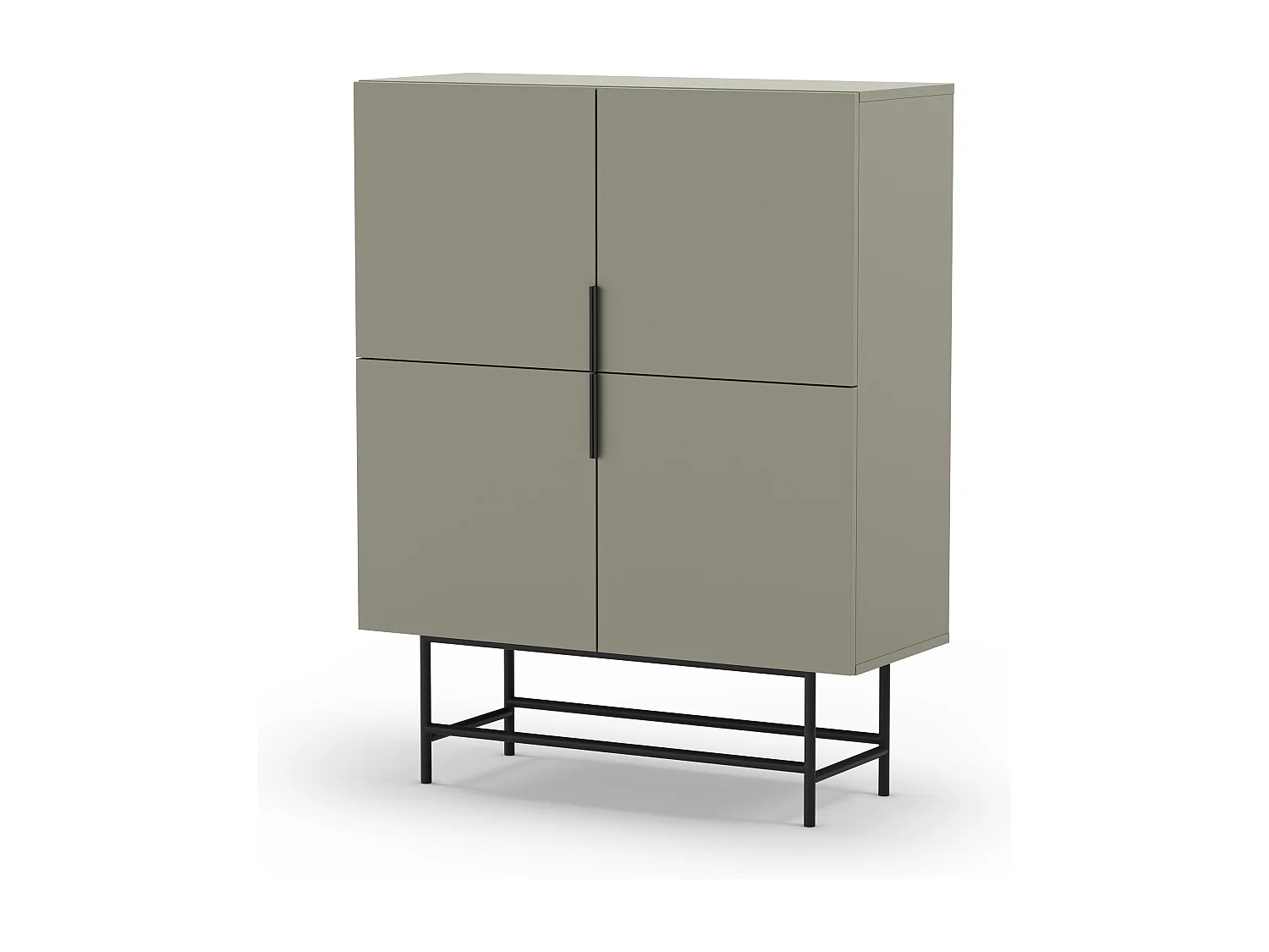 Vintara - Buffet haut 4 portes en bois et métal H128cm - Vert amande